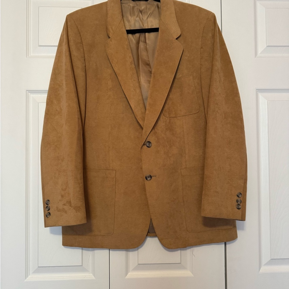 Vintage Union Made Bachrach Camel Color Suede Men's Blazer Suit Jacket Fall